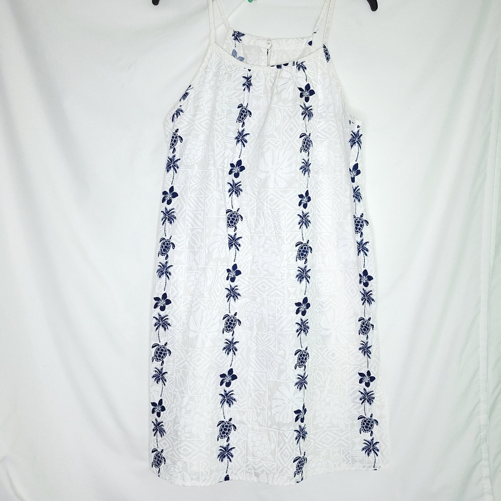 HAWAII STATION Turtle Print Spaghetti Strap Dress SMALL